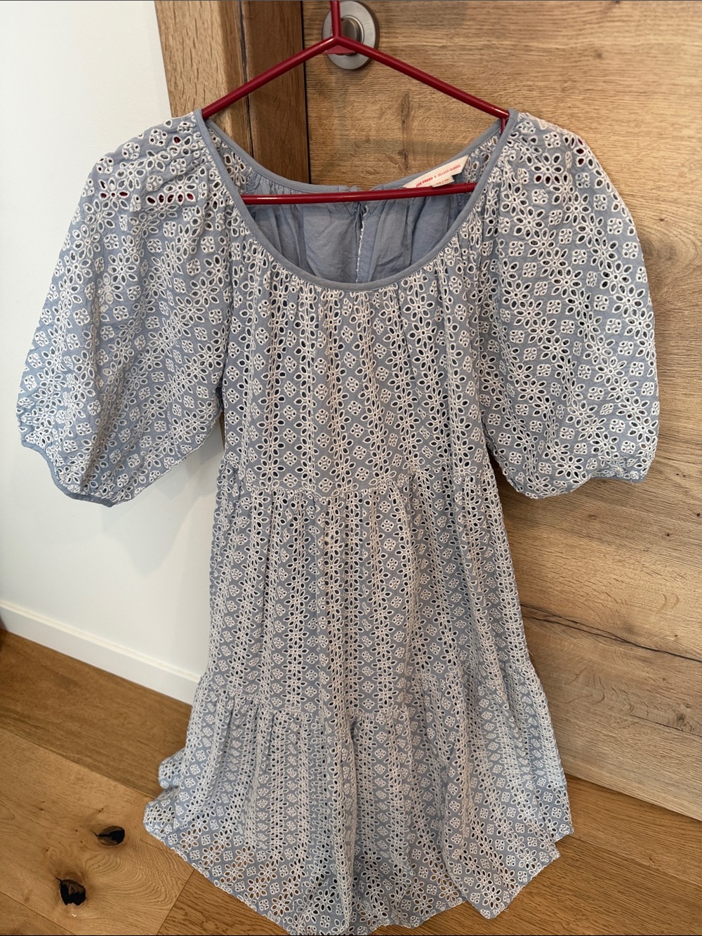 Joe Fresh Jillian Harris Light Blue Eyelet Puff-Sleeve Dress xs